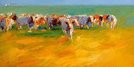 Hoofdafbeelding Rode koeien in laat zomerlicht